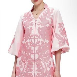 Pink Embroidered Floral Midi Dress